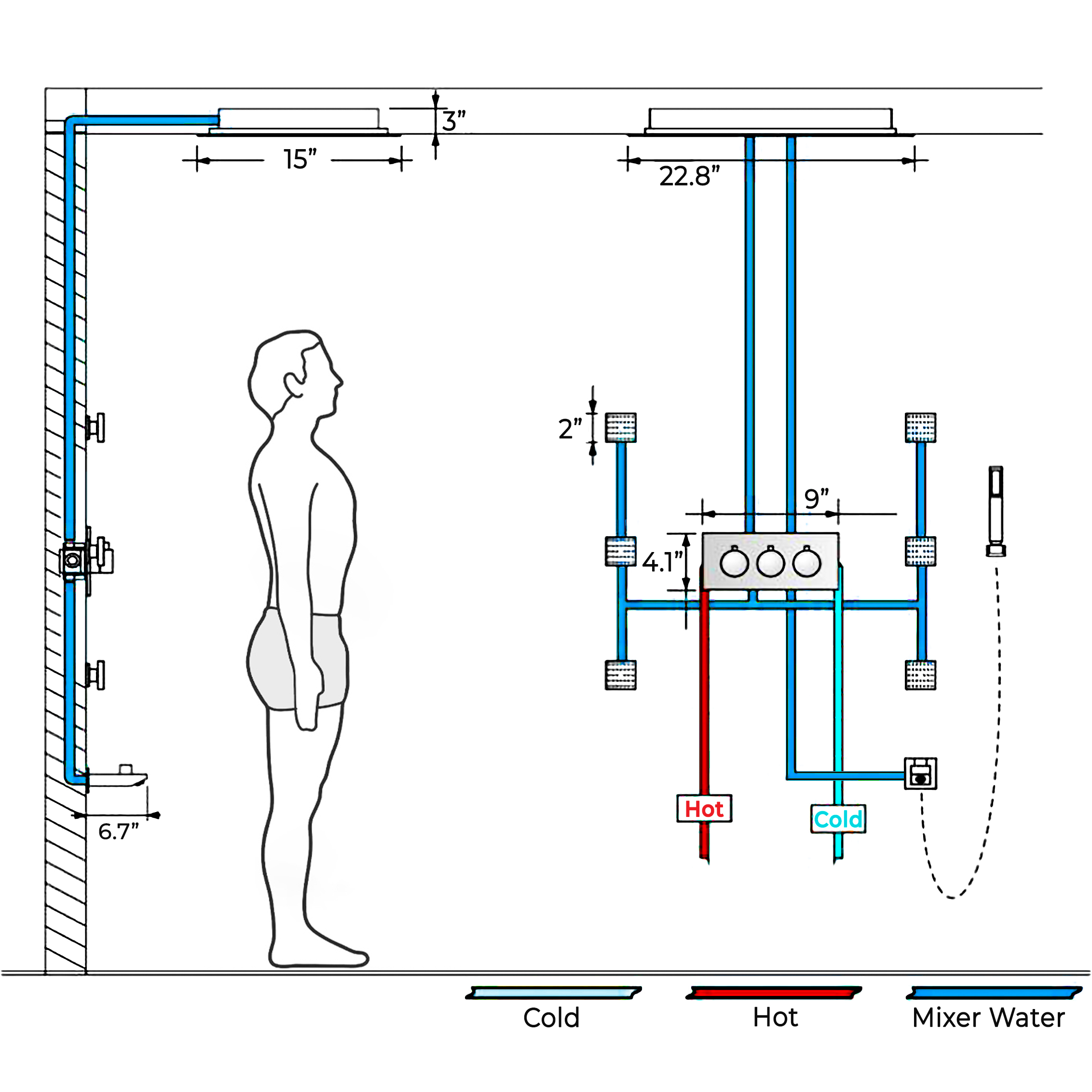 Installation Instructions for Fontana Multifunction Shower Control Switch Valve Triple Handle